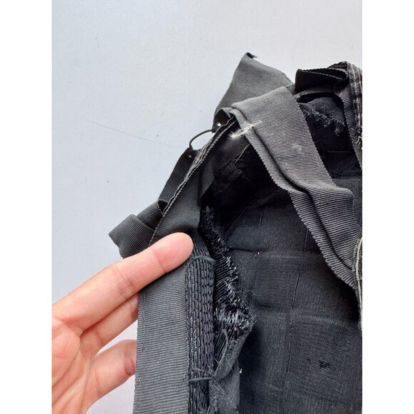 Vintage Black Woven Ribbed Straw Faille Grosgrain Chin Strap Juliet Hat - Picture 11 of 13